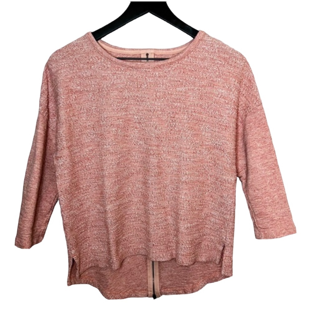 Lou & Grey Women’s Sz Small Pink Back Zip 3/4 Sleeve Knit Top. - Picture 1 of 10